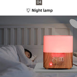 Wood Clock Ultrasonic Aroma Diffuser with Bluetooth Speaker - 300 ml