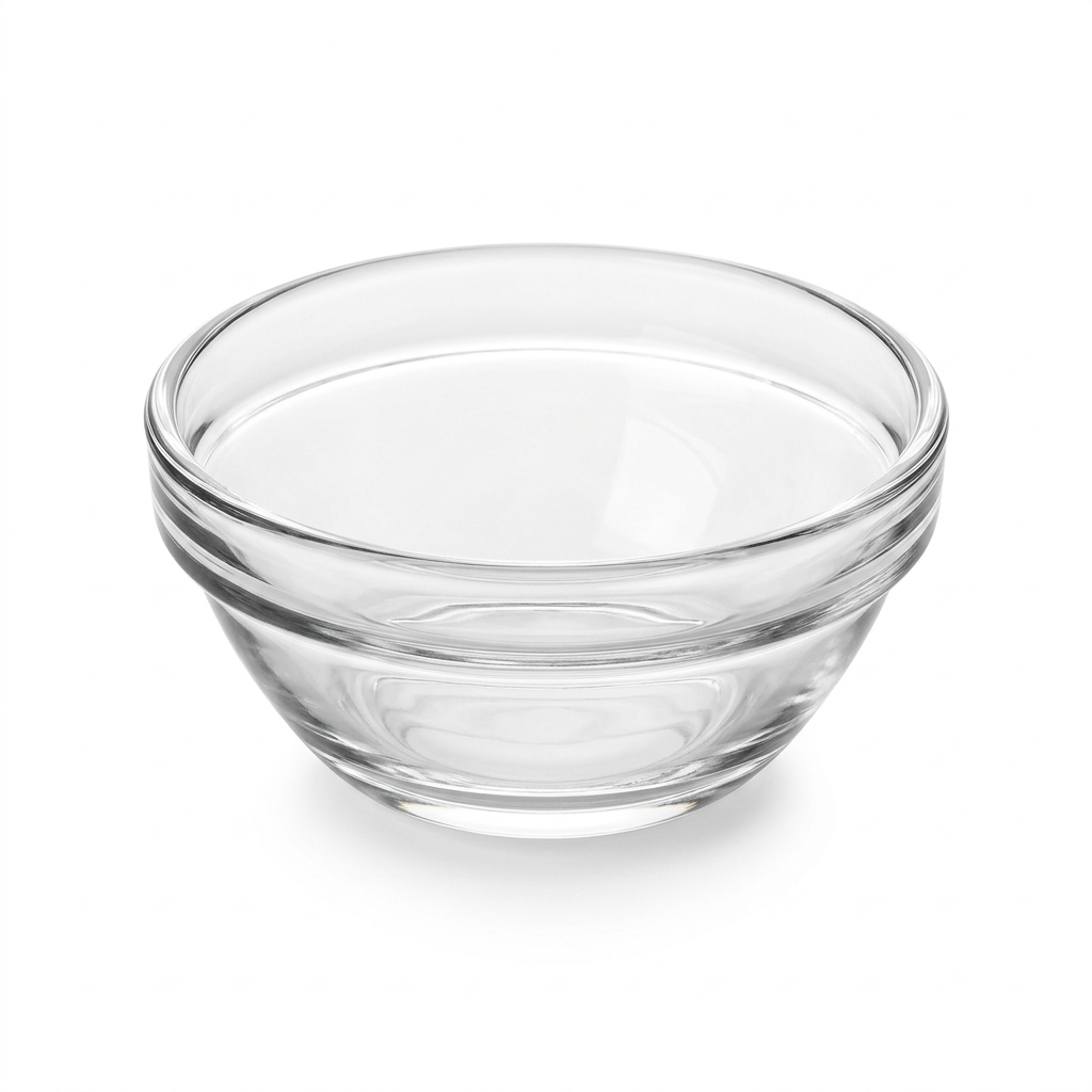 Clear glass replacement dish alternate view on a white background